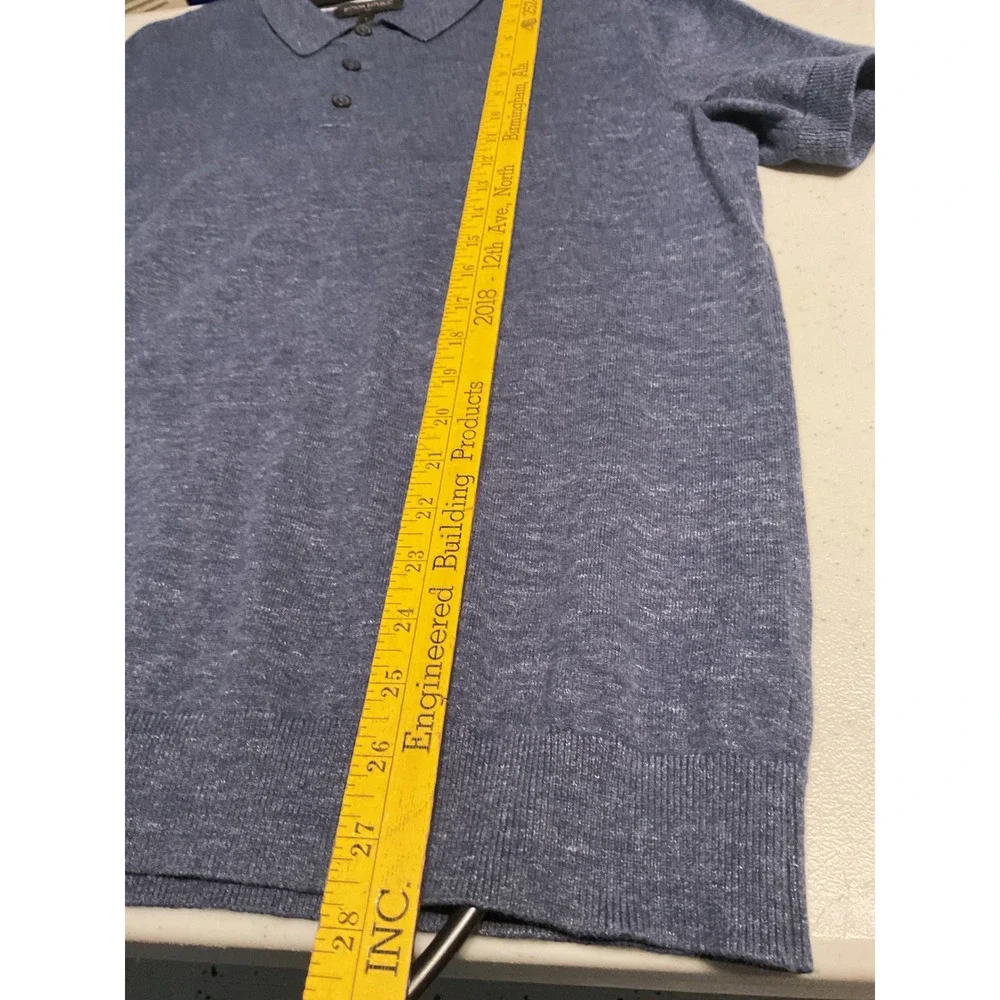 Banana Republic Mens Heathered Blue Knit Polo Shirt Size L Short Sleeve Casual‎